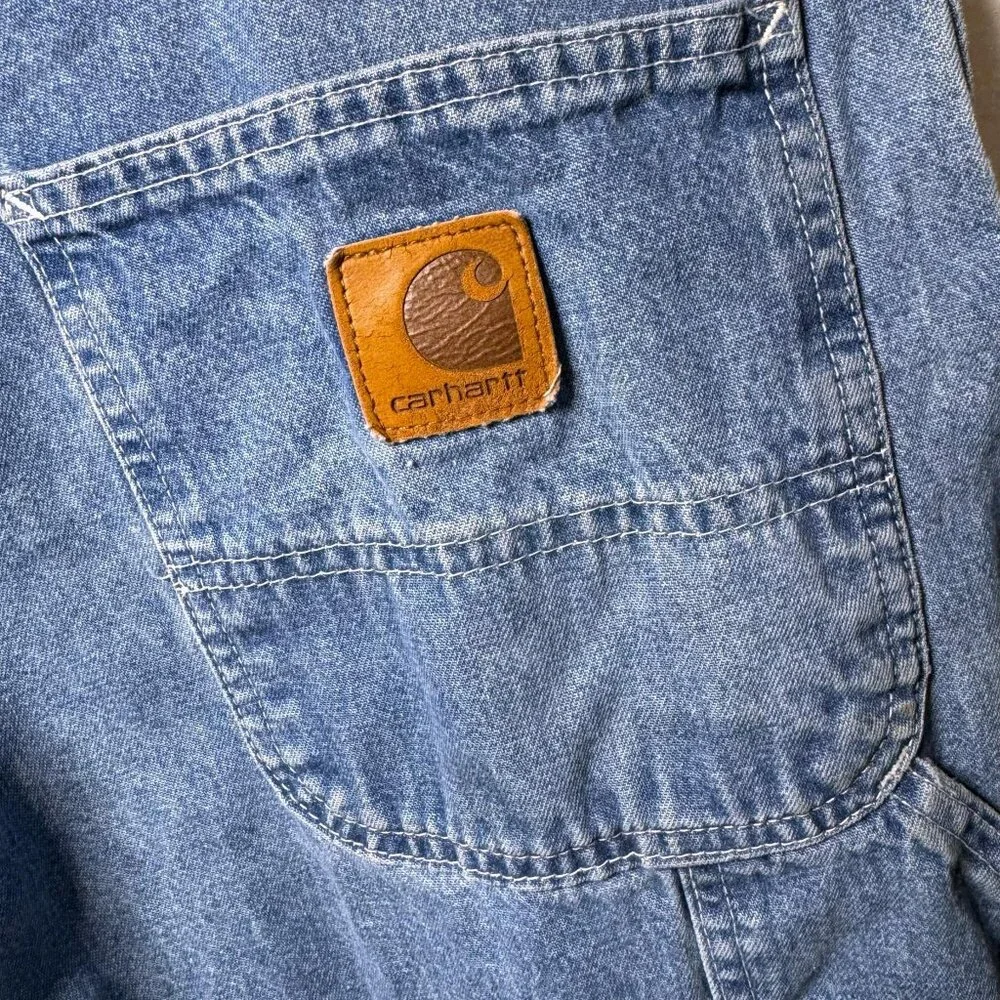 Carhartt Mens Size 44 x 32 Carpenter Jeans Denim Pockets Work Wear Utility Blue